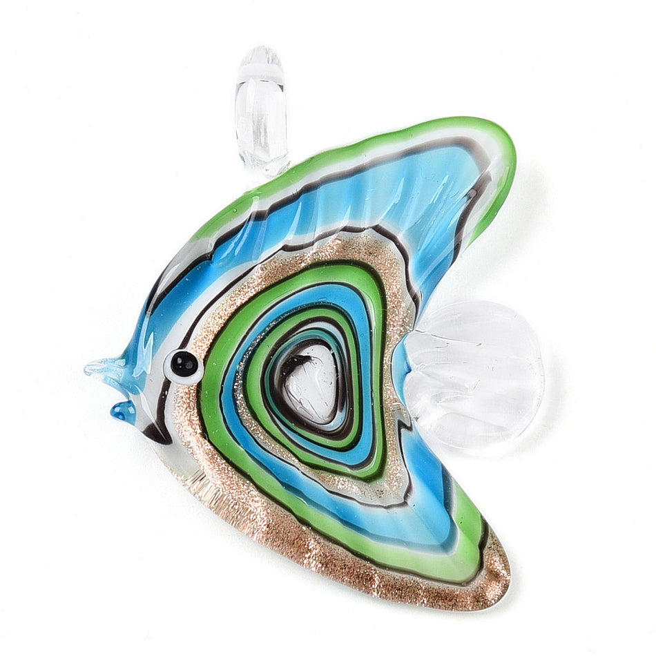 Multicolor Lampwork Fish Pendant 50mm, 1pc