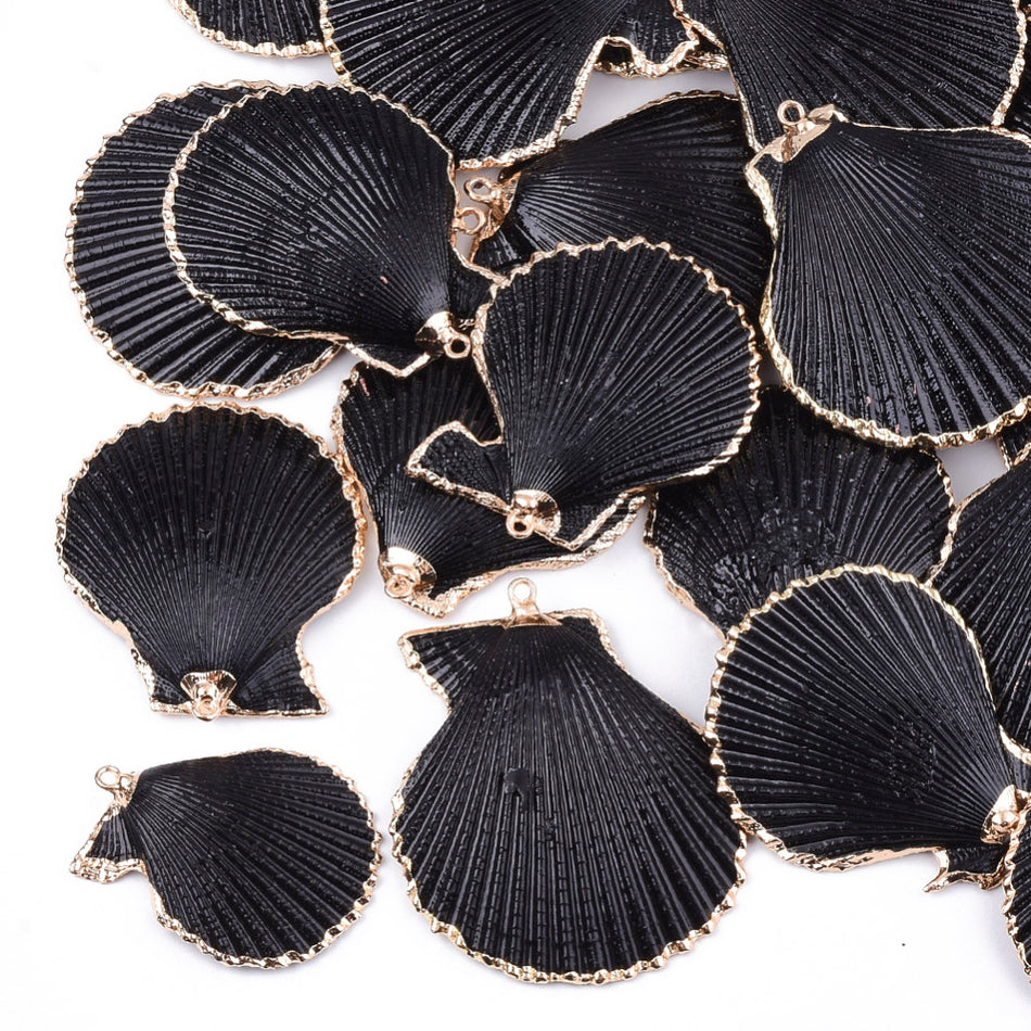 Black Shell Pendant 34mm, 4pcs