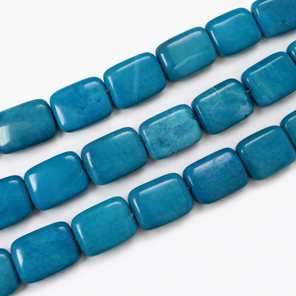 Turquoise Flat Rectangle Gemstone Bead 16mm Strand