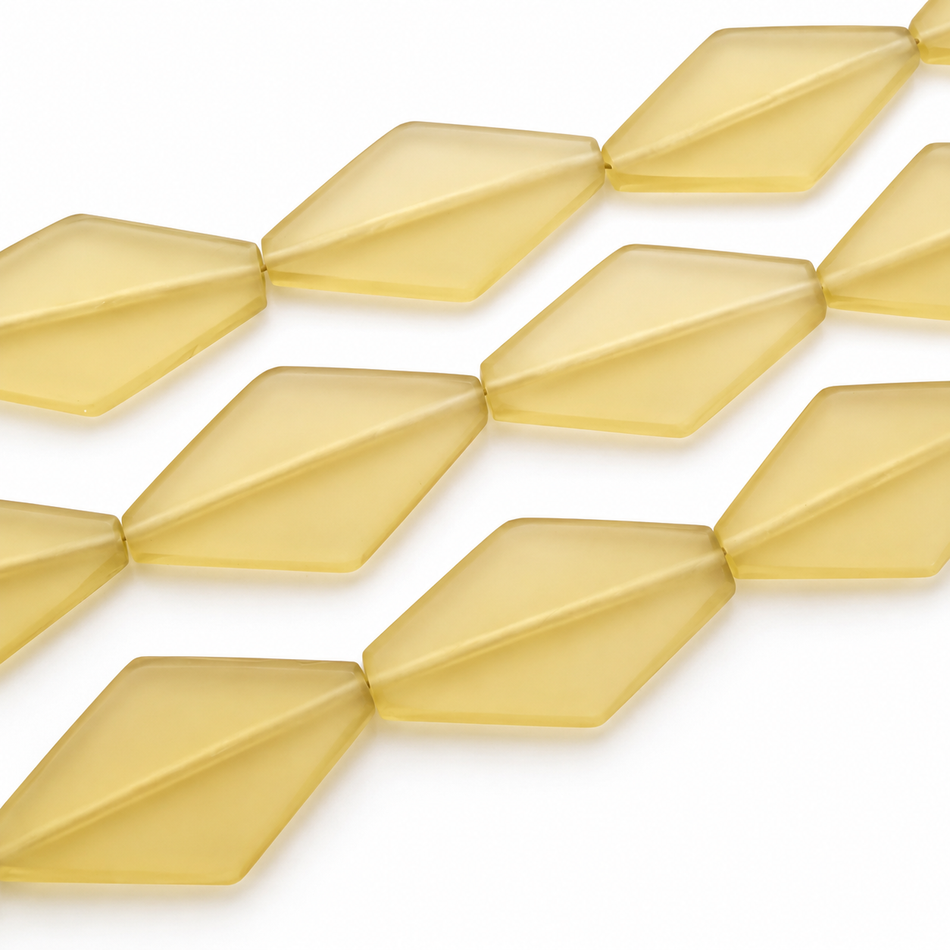 Transparent Matte Resin Diamond Shape 2 inch Bead Strand