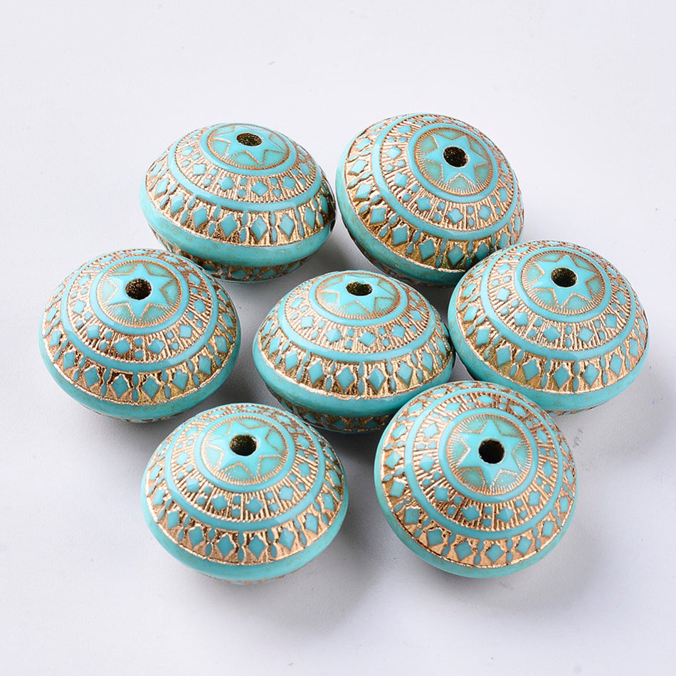 Turquoise Rondelle Acrylic Beads, 10pcs