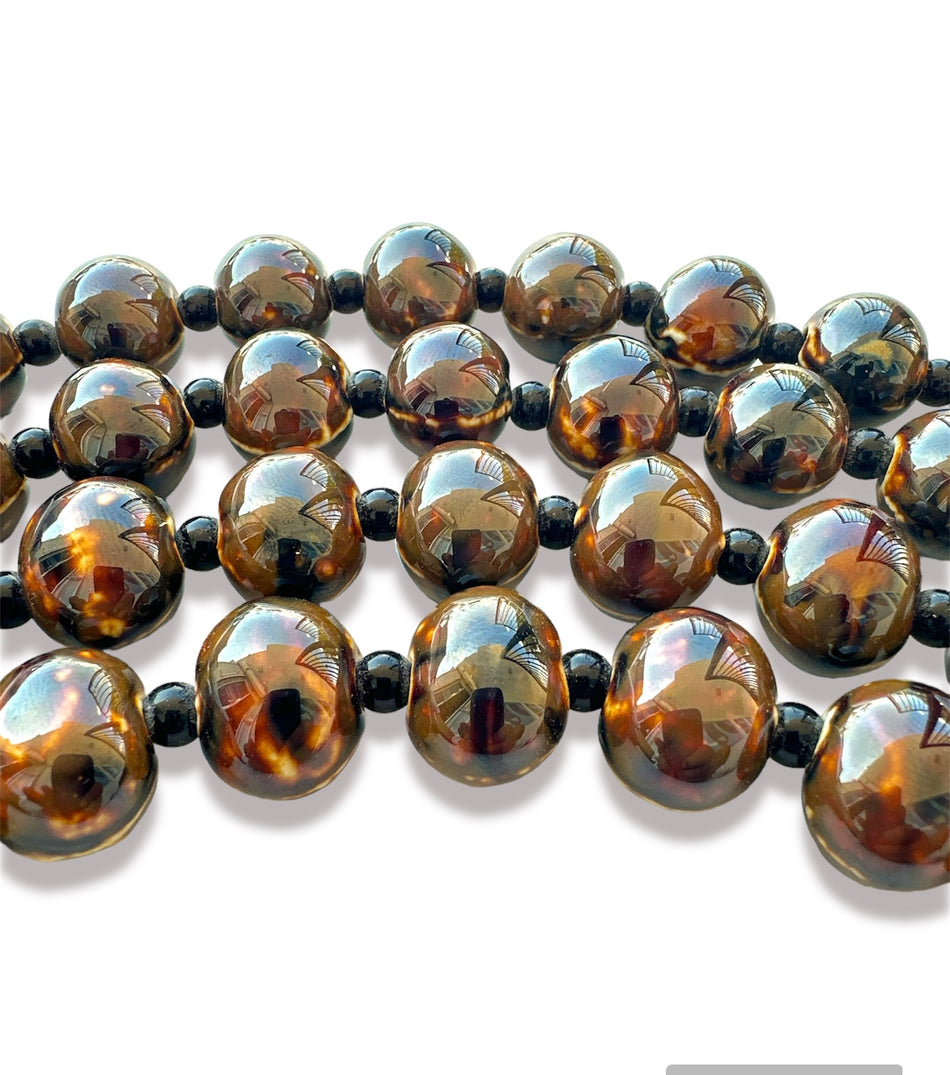 Dark Brown Oval Ceramic Strand, 15mm