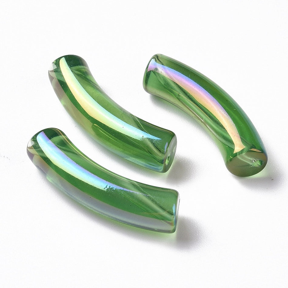 Acrylic Curved Tube Bead, 10pcs