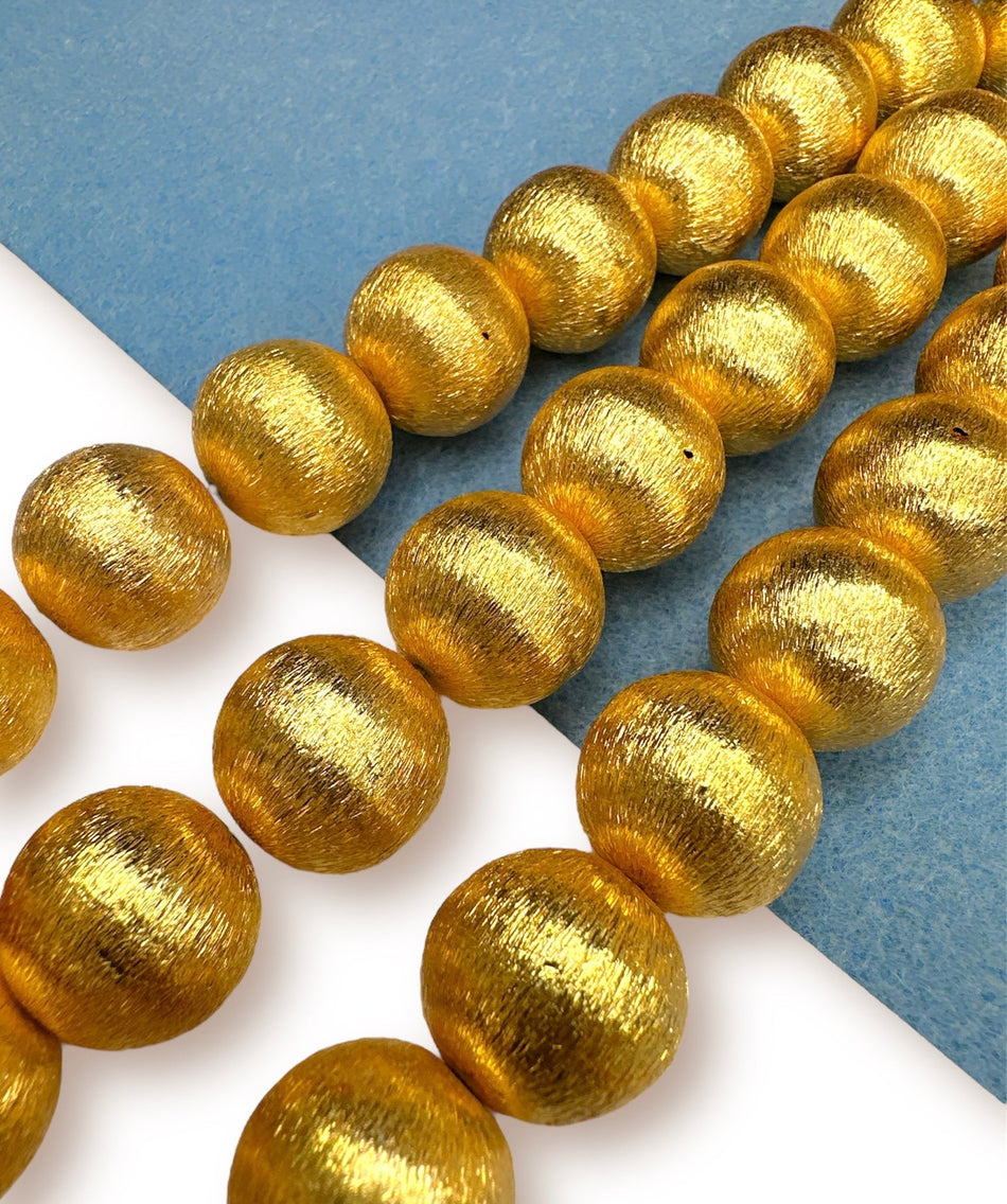 Indian Gold Round Spacer Bead Strand, 4mm