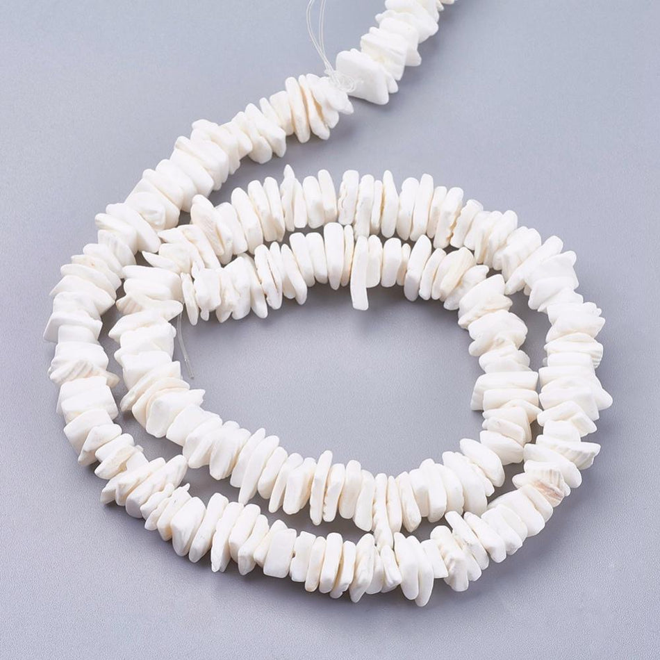 White Heishi Shell Bead Strand, 10mm
