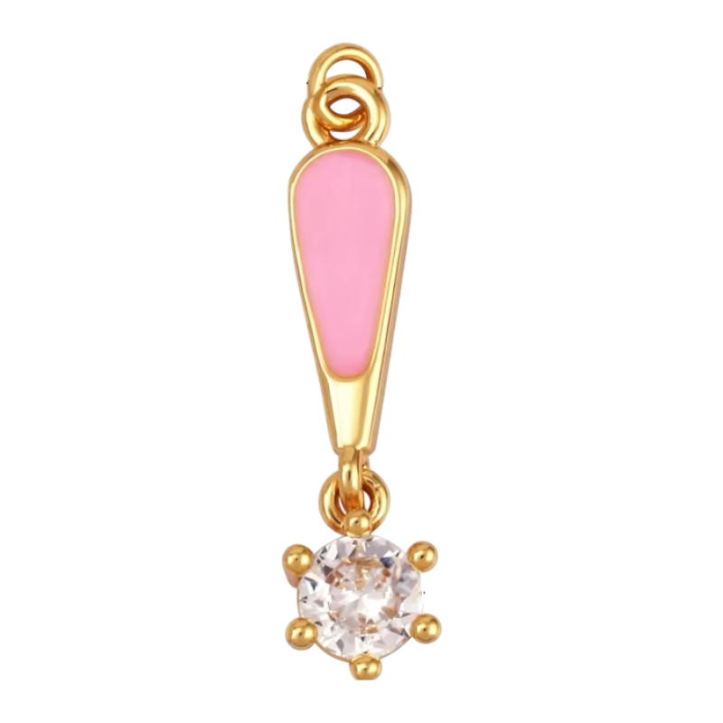 18k Gold Pink Pendant with Zirconia 27mm, 1pc