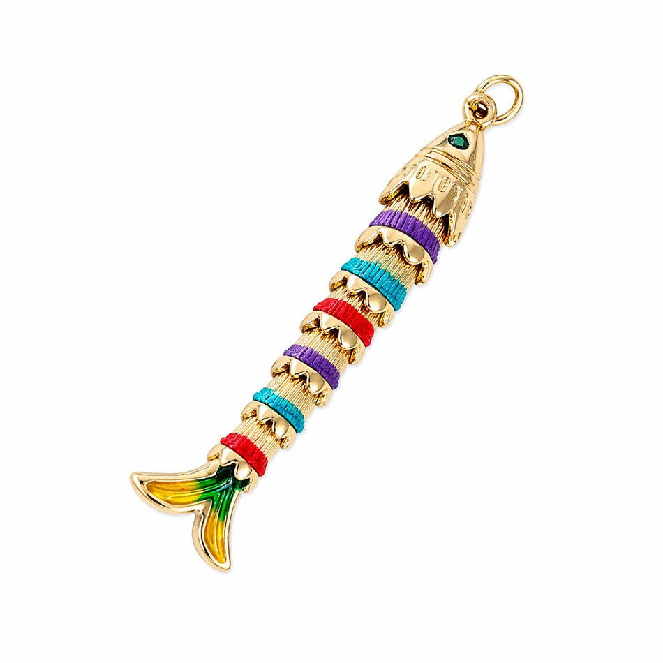 Gold-Plated Colored Fish Pendant with Zirconia, 1pc