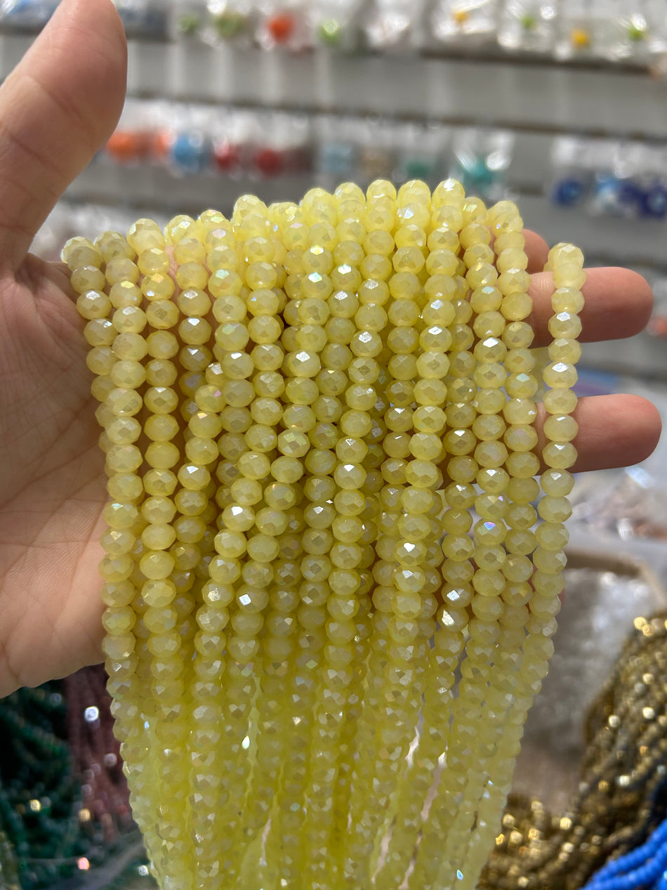 Faceted Crystal Rondelle Bead Strand, 6mm