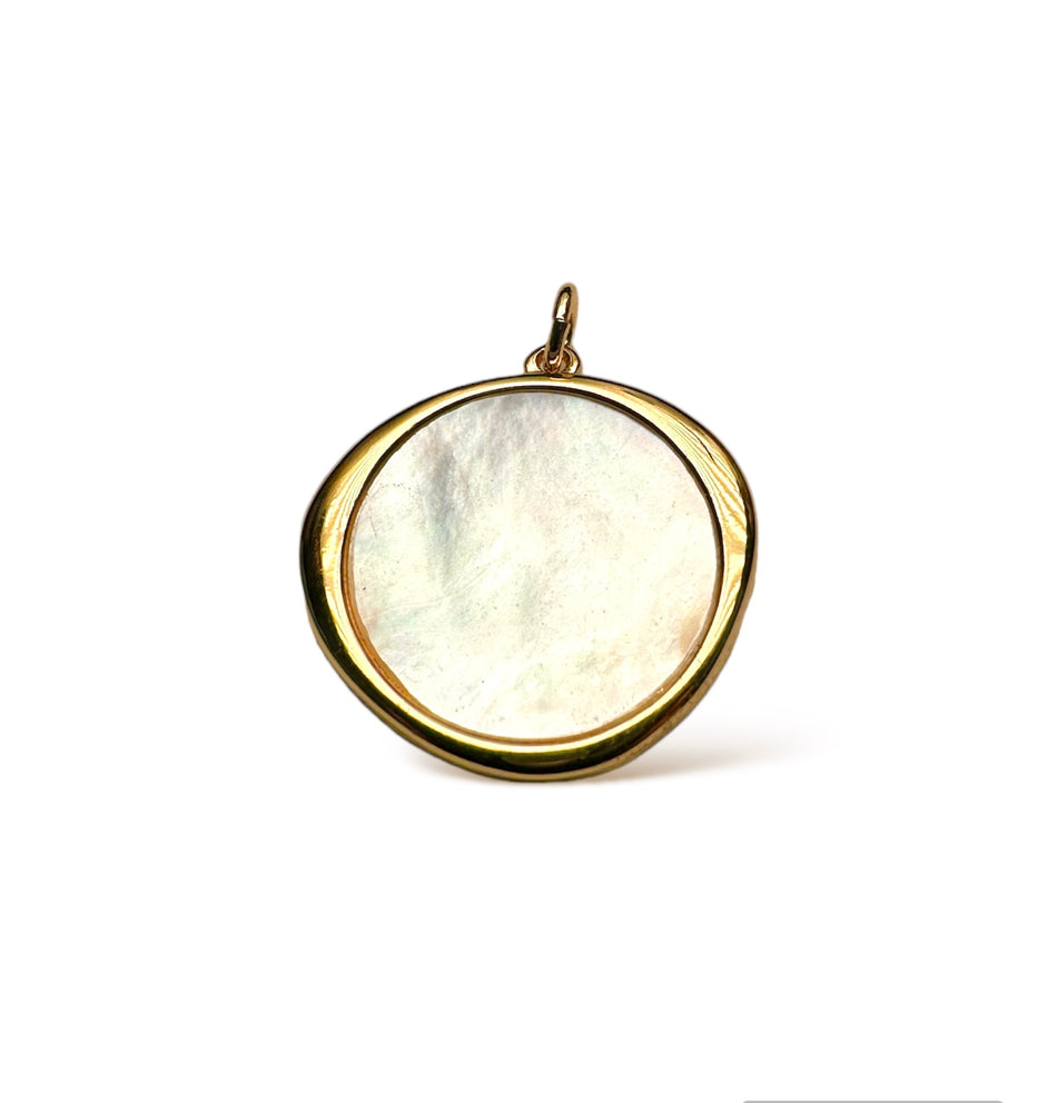 Mother of Pearl Coin Pendant 16mm, 1pc