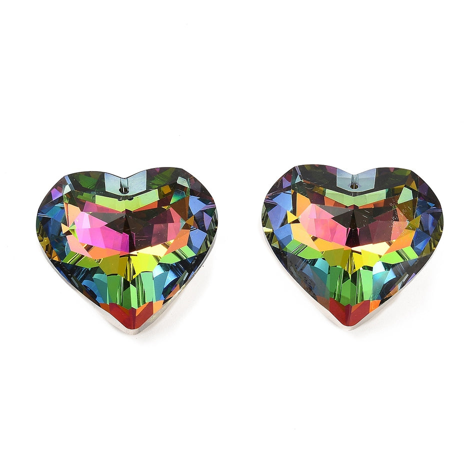 Faceted Heart Crystal Pendant 43mm, 1pc