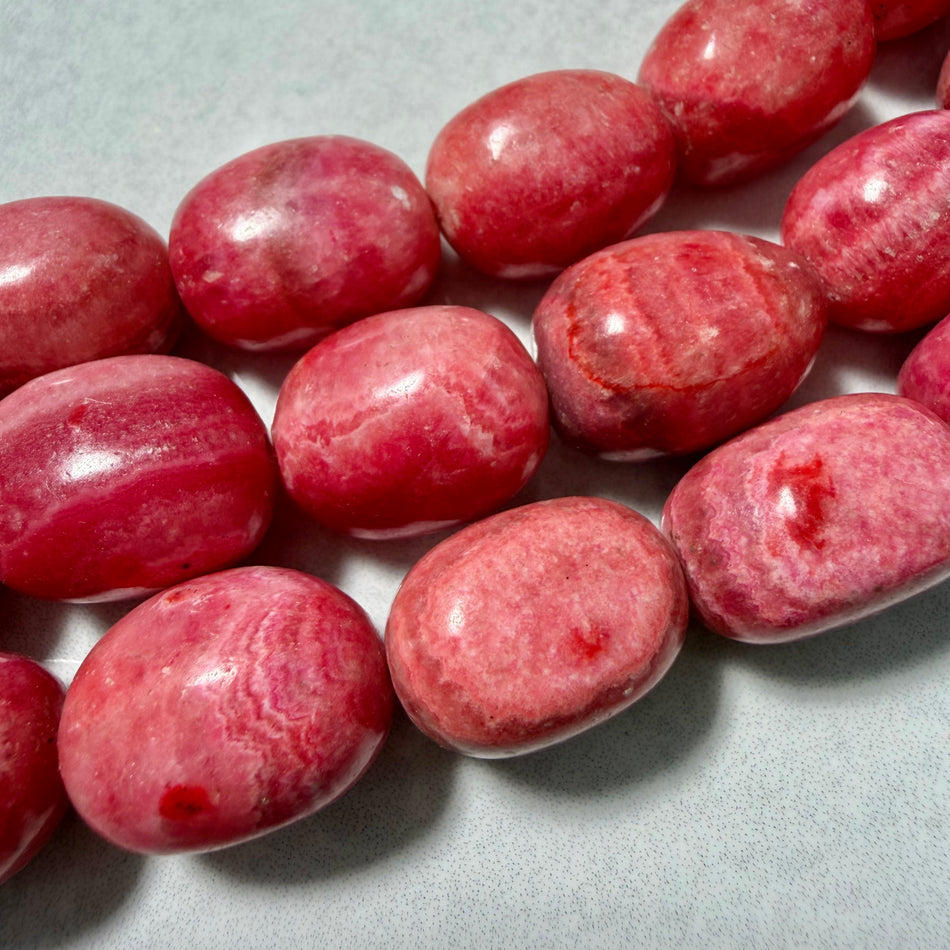 Red Magnesite Barrel Bead 24mm Strand