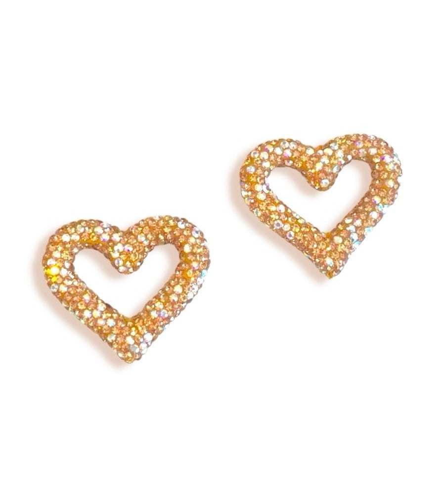 Golden Zirconia Heart Bead 30mm, 1pc