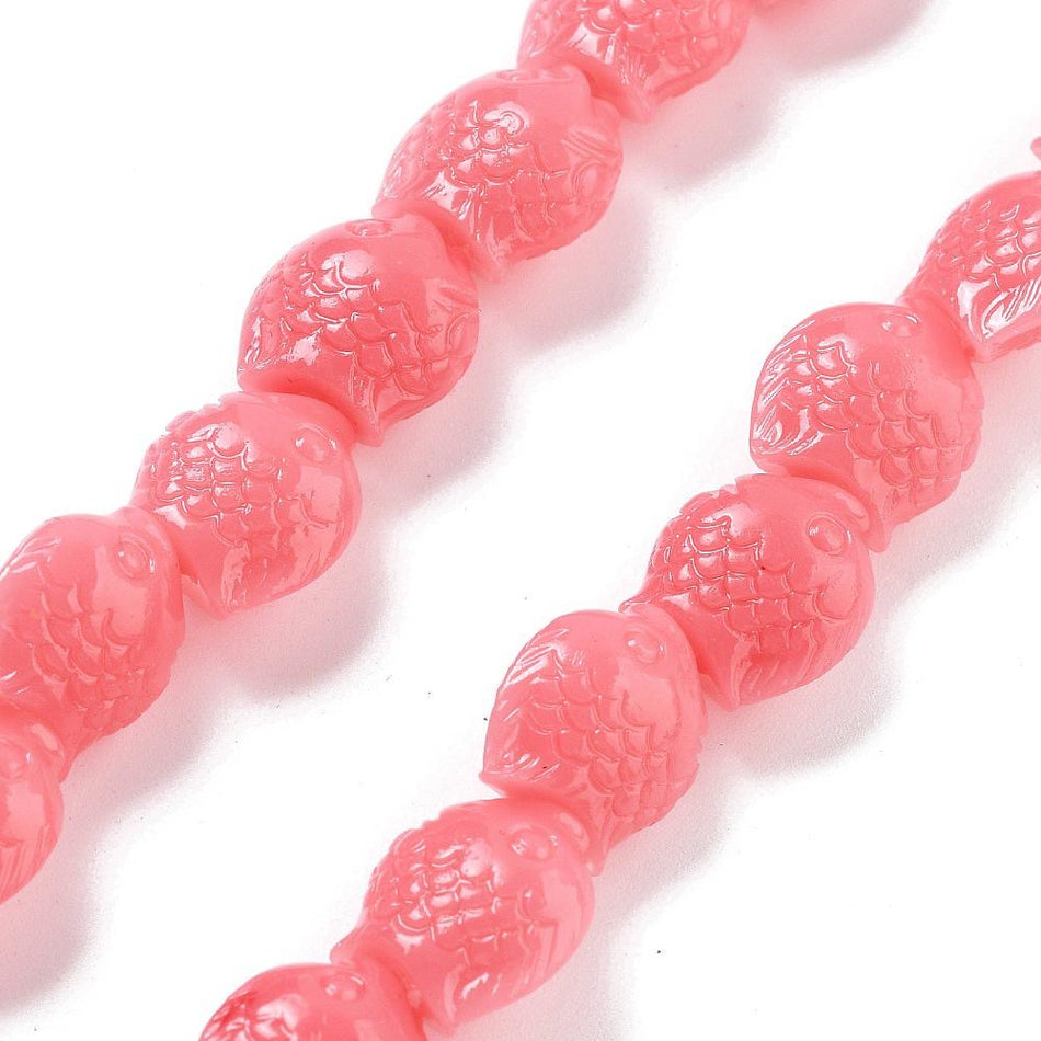 Acrylic Fish Bead Strand, 14mm