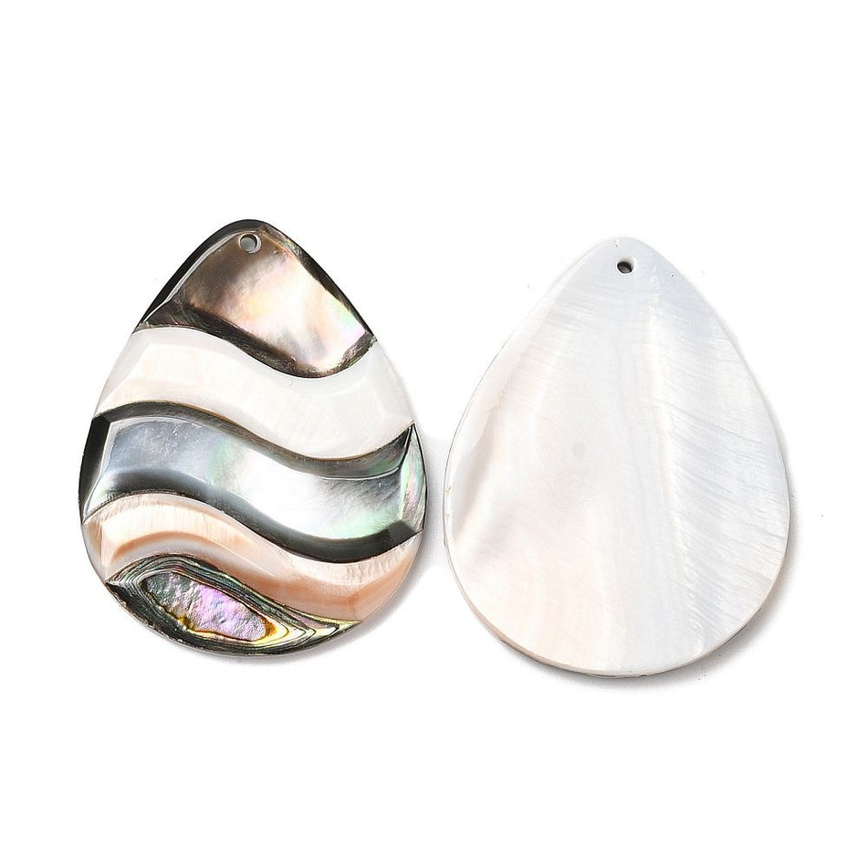 Natural Freshwater Shell Drop Pendant 51mm, 1pc