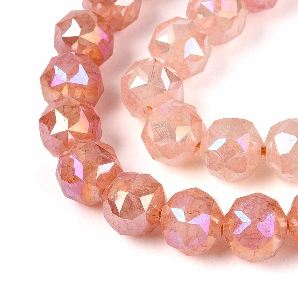 Round Faceted Electroplate Crystal Bead 10mm Strand