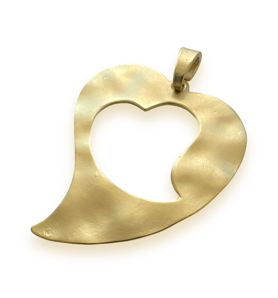 Gold-Plated Hollow Heart Pendant, 1pc