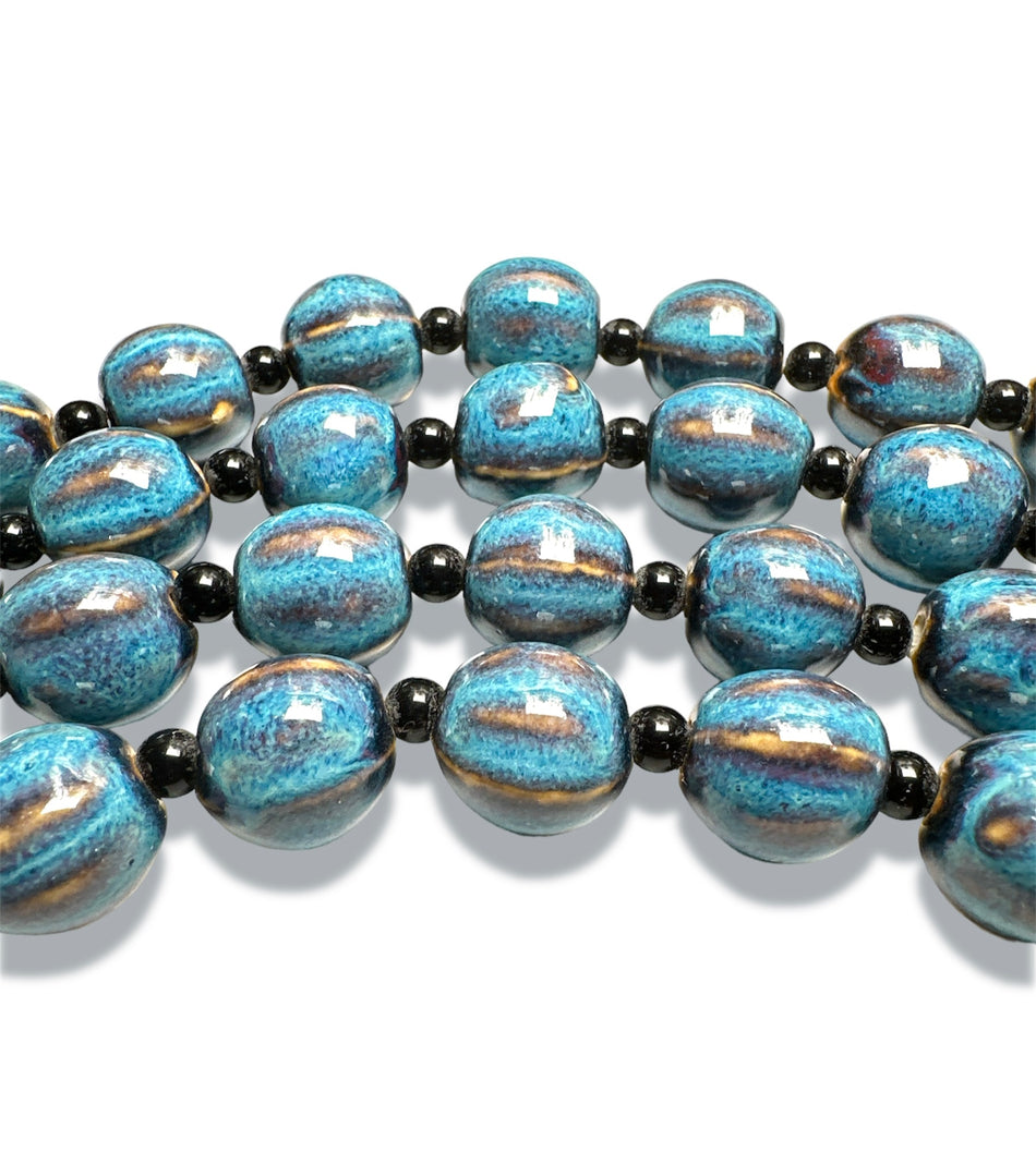 Turquoise Round Ceramic Strand, 16mm