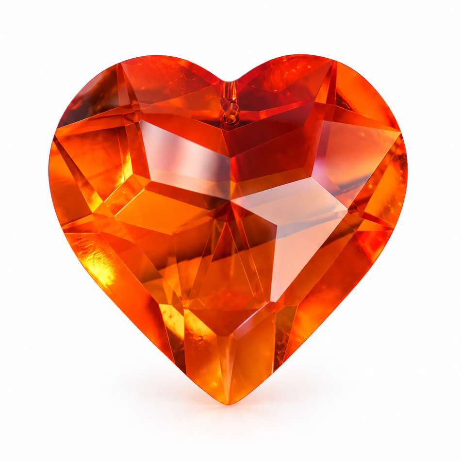 Crystal Heart Pendants, Faceted, Orange, Size 44mm long, 1pc