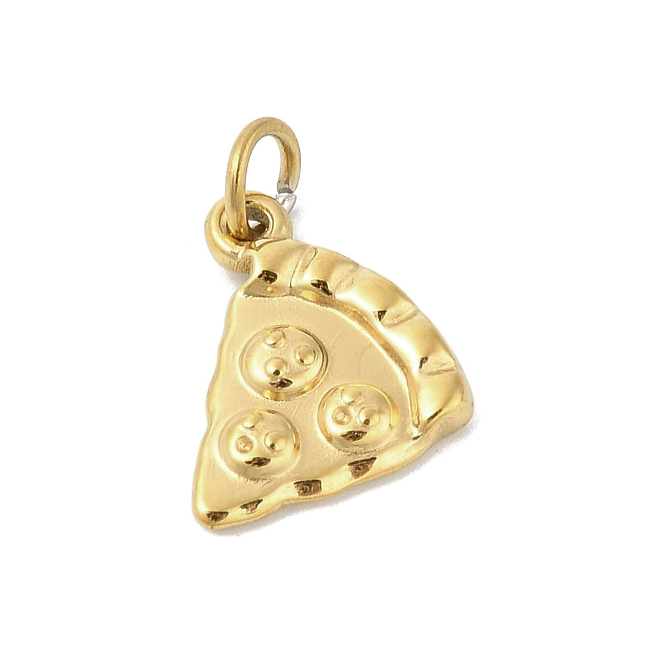 Stainless Steel Pizza Pendant 13mm, 1pc