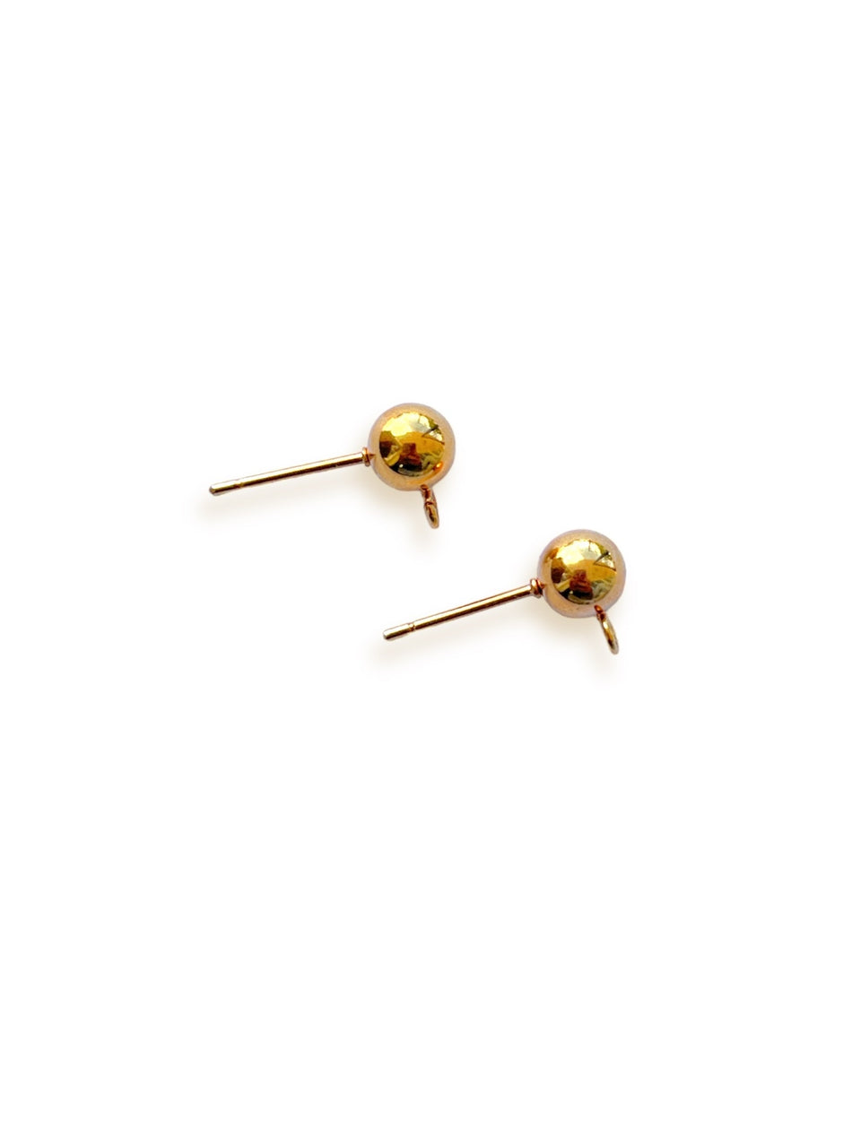 Gold Filled Round Stud Earrings, 1 Pair