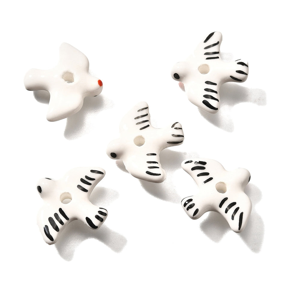 Porcelain Peace Dove Ceramic Beads 20mm, 2pc