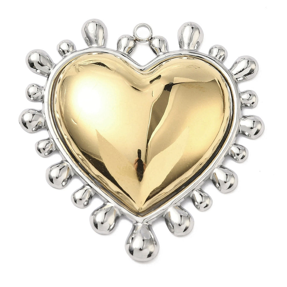 Stainless Steel Heart Pendant, 50mm, 1pc