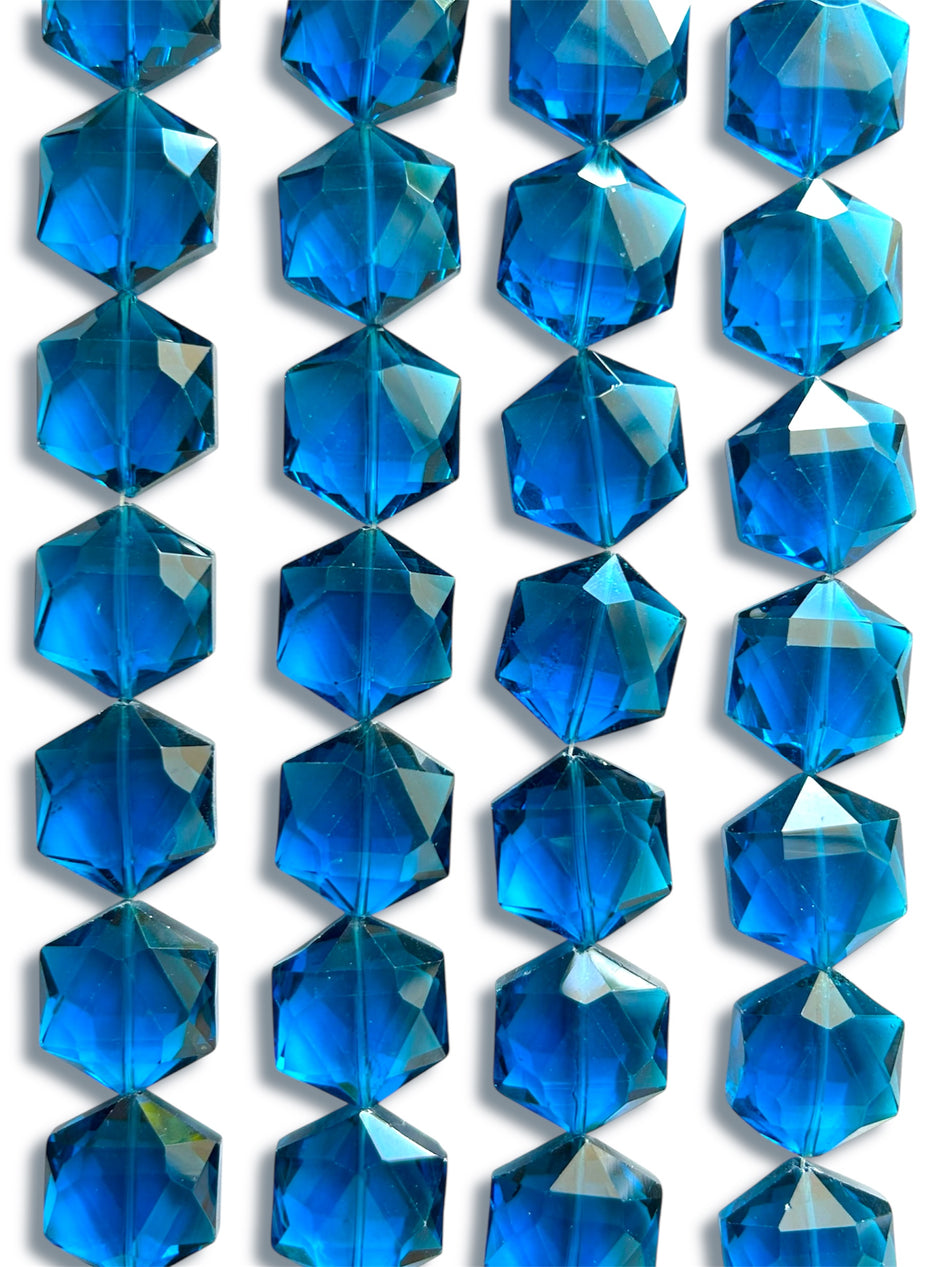 Faceted Hexagon Crystal Bead Strand, 26mm