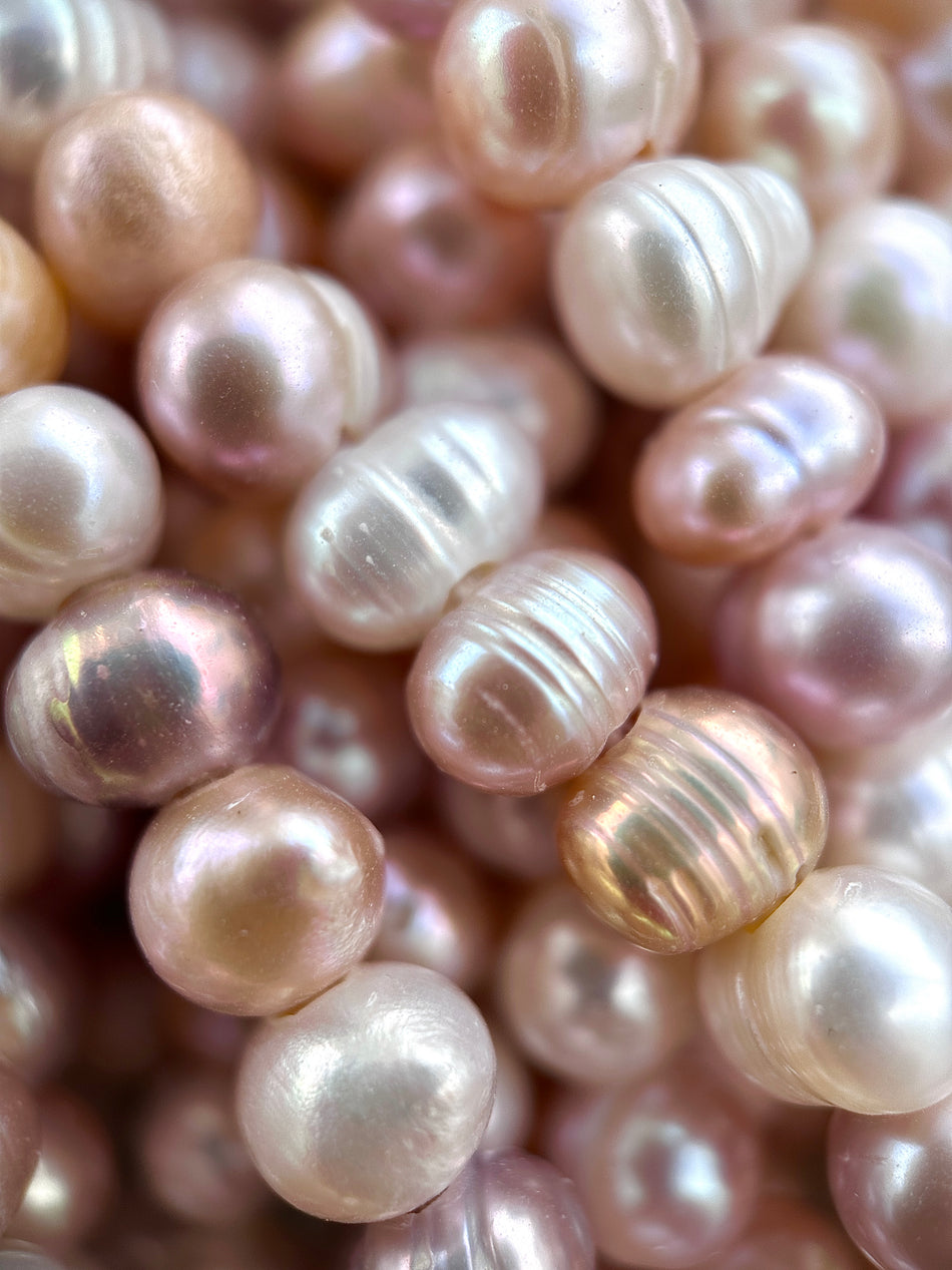 Large Hole Freshwater Potato Pearl Strand, 10mm