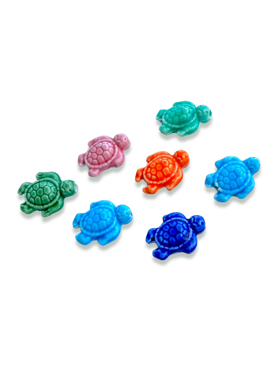 Mixed Color Ceramic Turtle Beads 20mm, 5pcs