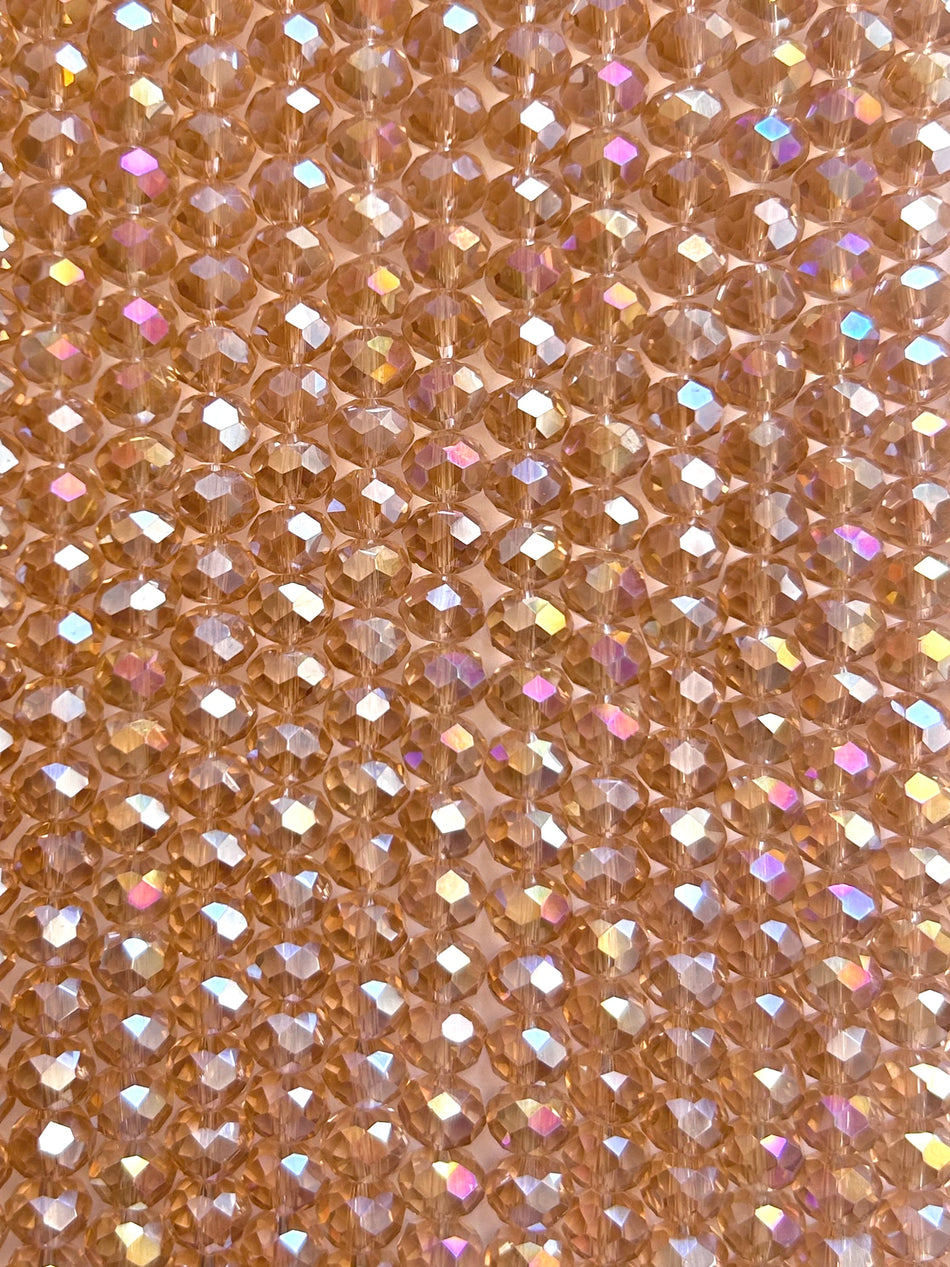 Translucent Faceted Crystal Rondelle Bead Strand, 8mm