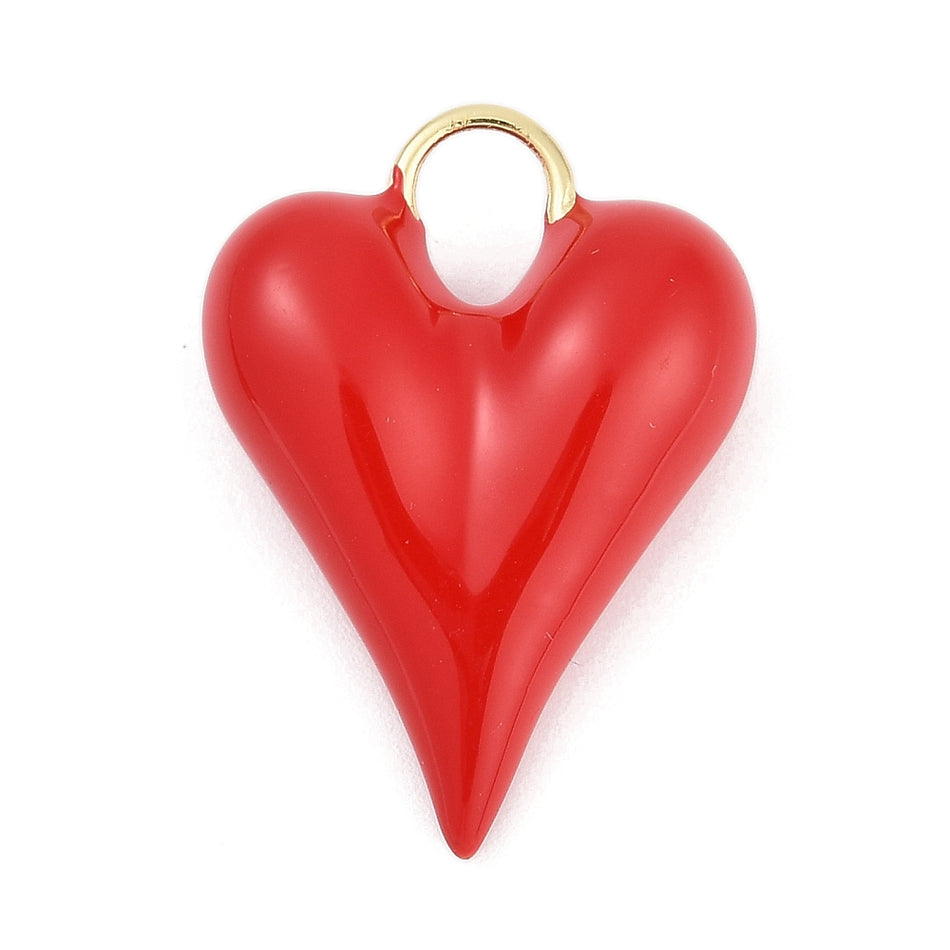 Enamel Heart Pendant, 27mm, 1pc