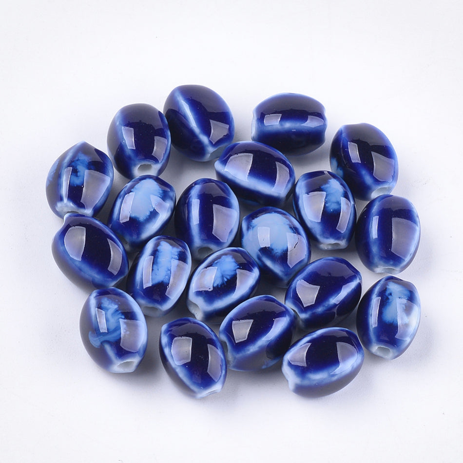 Oval Ceramic Beads 12mm, 10pcs