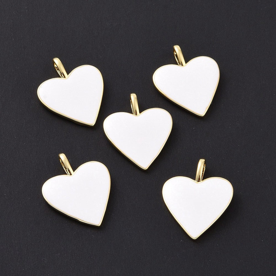 Enamel Heart Pendant, 24mm, 1pc