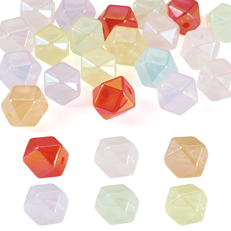 Acrylic Faceted Polygon Bead Mix 16mm, 20pcs