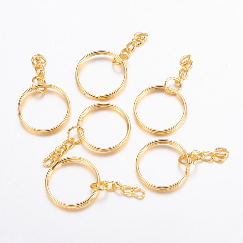 Gold Plated Keychain Rings, 8pcs