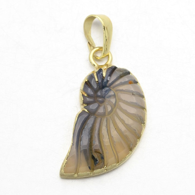 Random Color Agate Shell Pendant 28mm, 1pc