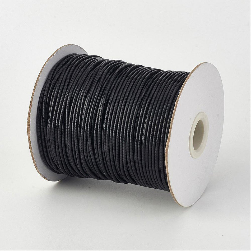 Black Waxed Cord Roll 1mm, 170 Yards