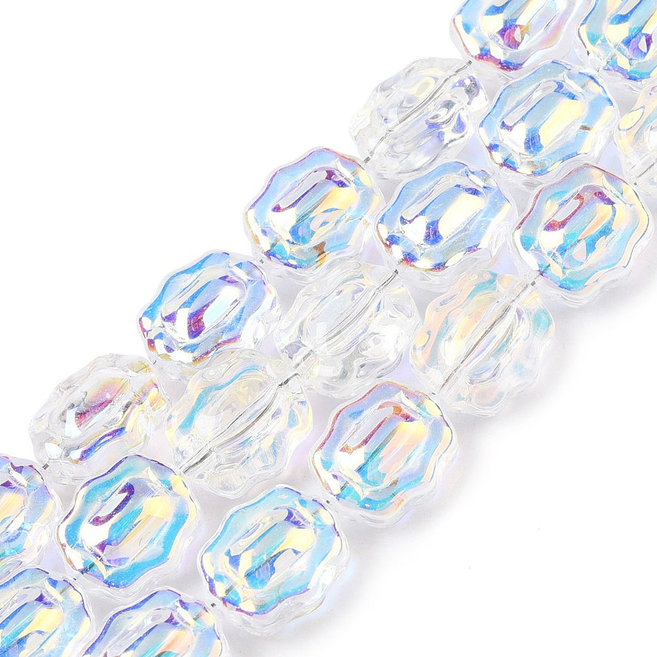 Electroplate Flower Crystal Bead Strand, 12mm