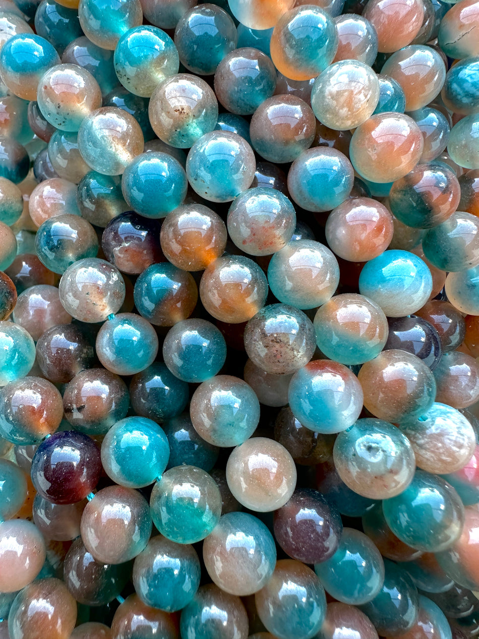 Multicolor Round Jade Bead Strand, 10mm