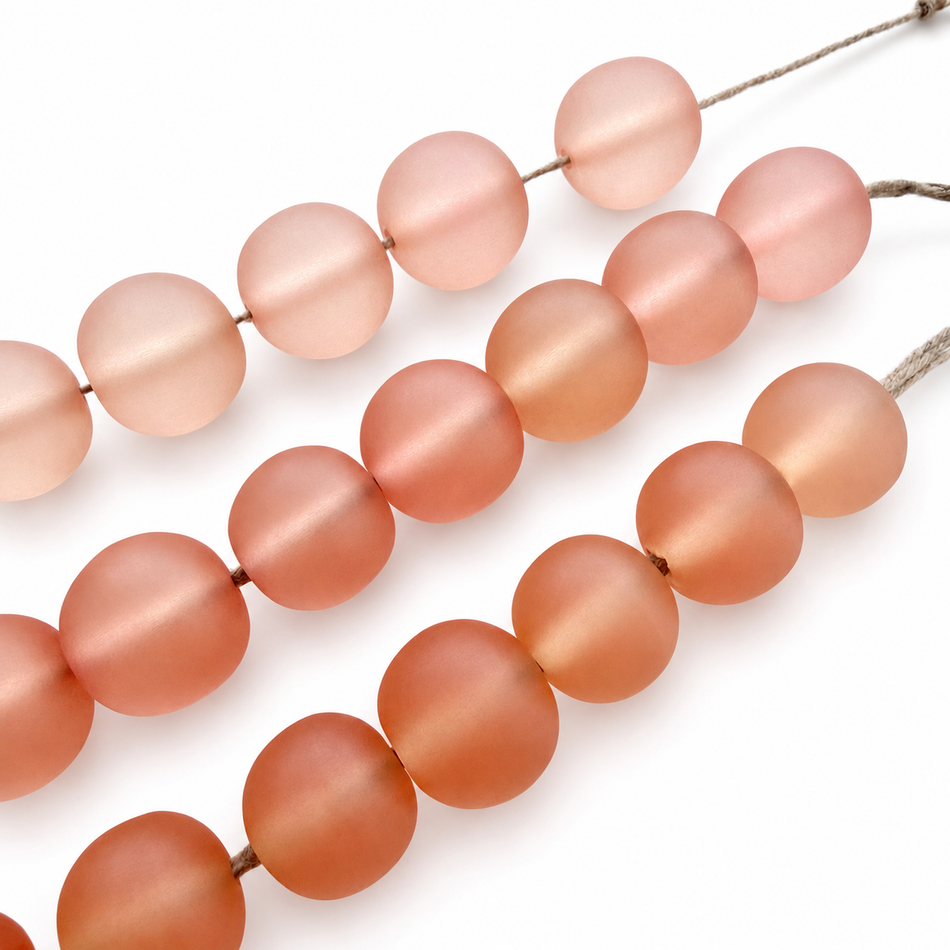 Round Transparent Matte Resin 16mm Bead Strand