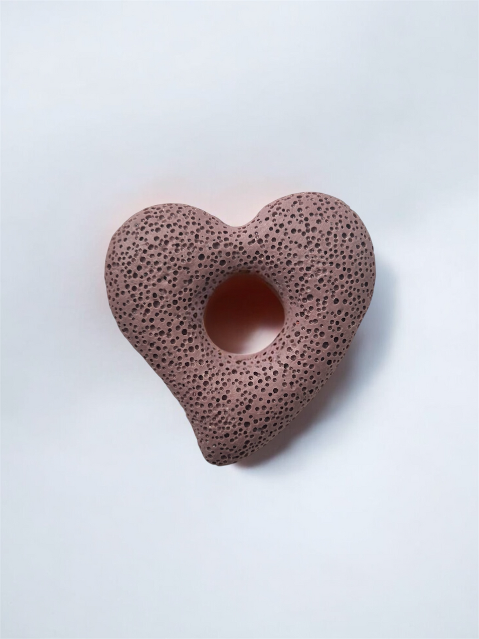 Lava Stone Heart Pendant 55mmx13mm, 1pc