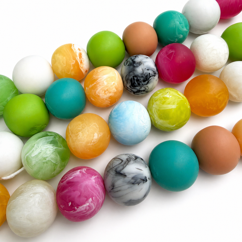 Round Resin Bead Translucent Color 22mm Strand