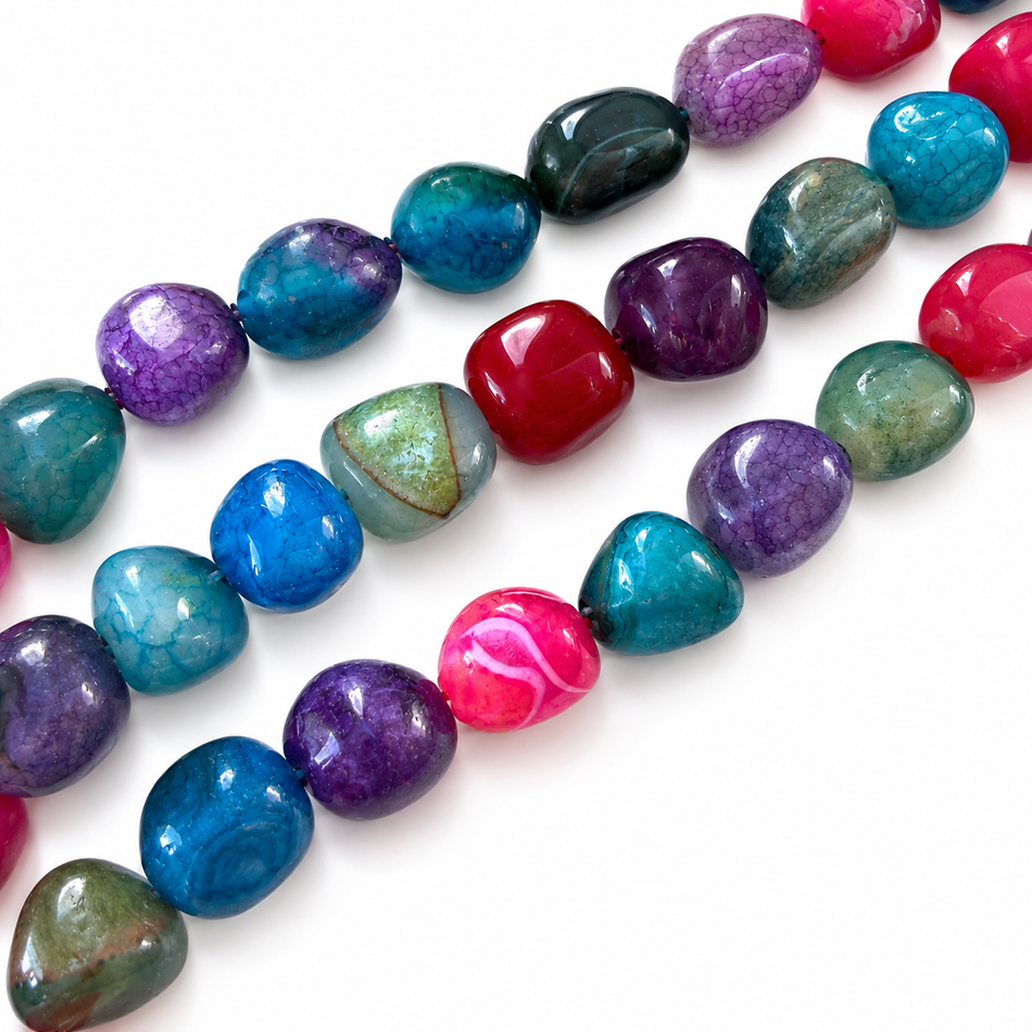 Multicolor Agate Nugget Bead 16mm Strand