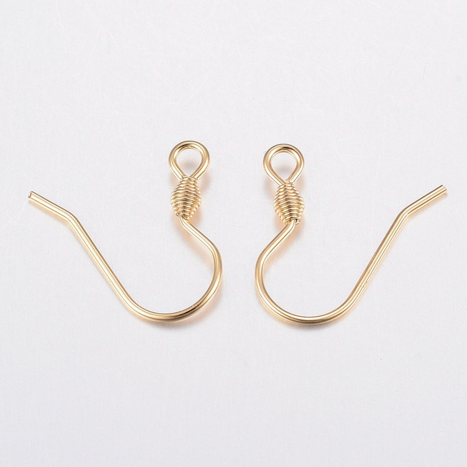 Stainless Steel Gold Earring Hooks 18mm, 10pcs