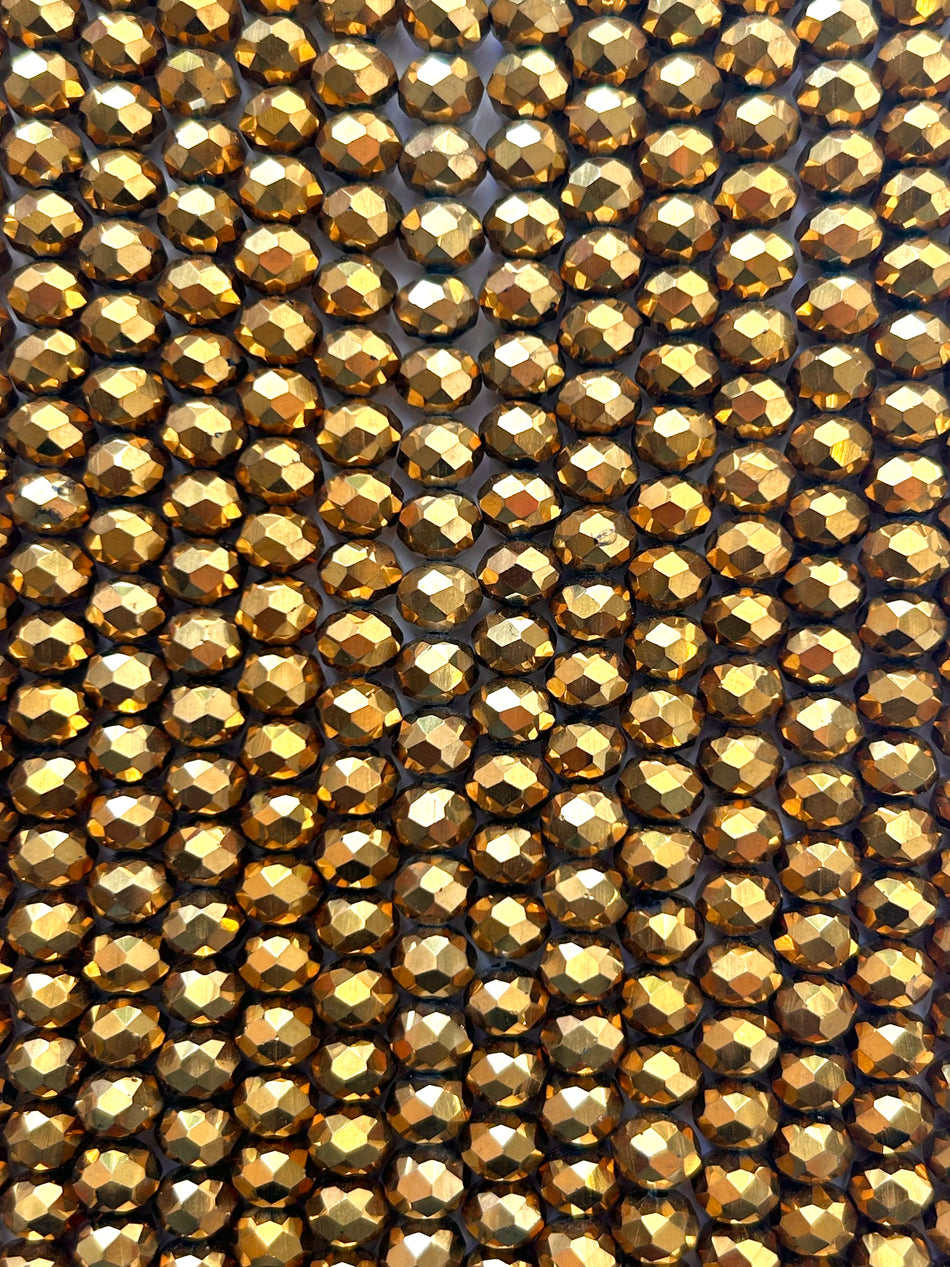 Faceted Rondelle Crystal Bead Strand, 8mm