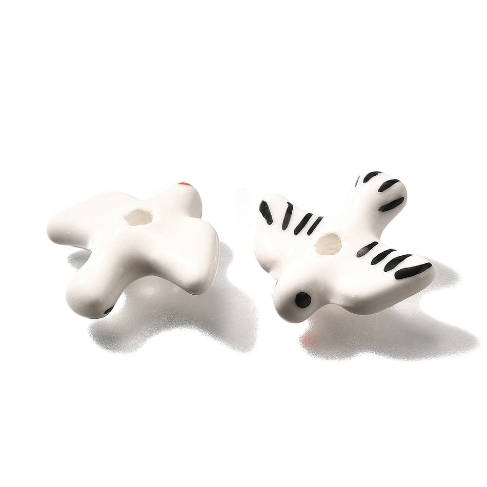 Porcelain Peace Dove Ceramic Beads 20mm, 2pc