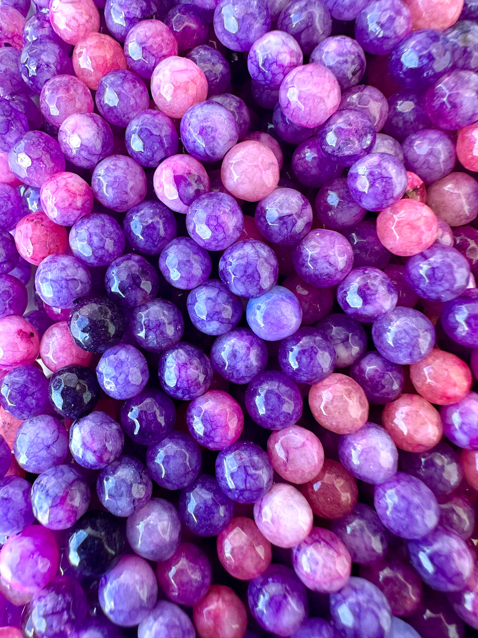 Round Faceted Purple-Pink Agate Strand 6mm