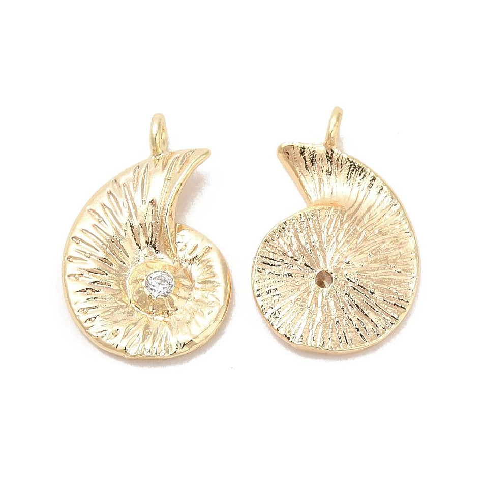 18K Gold Plated Shell with Zirconia Pendant 11mm, 1pc