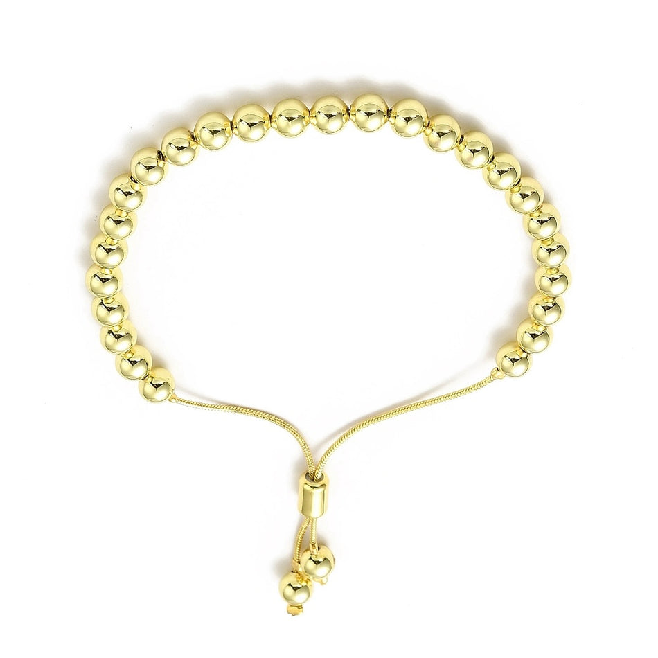 18K Gold Plated Round Bead Slider Bracelet, 1pc