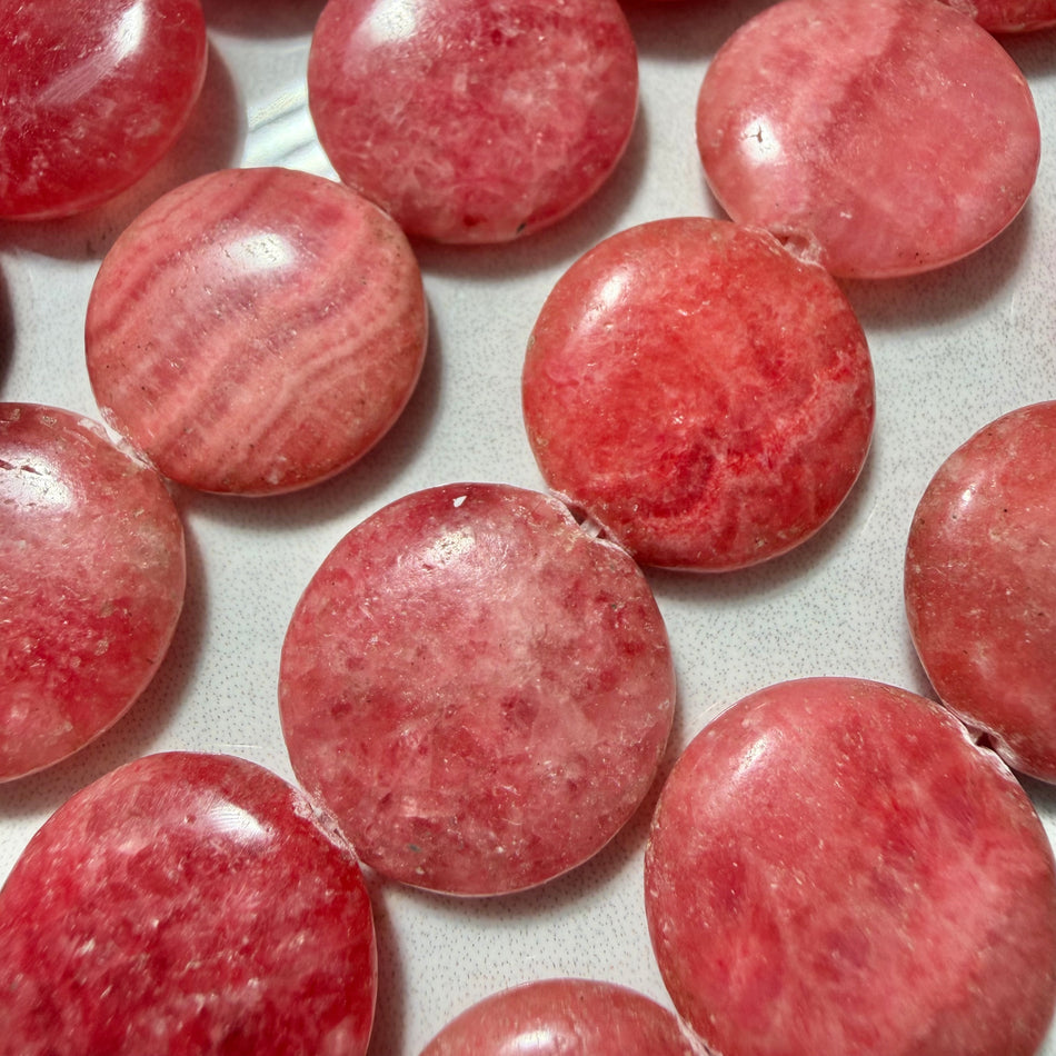 Round Red Agate Coin 14mm Strand